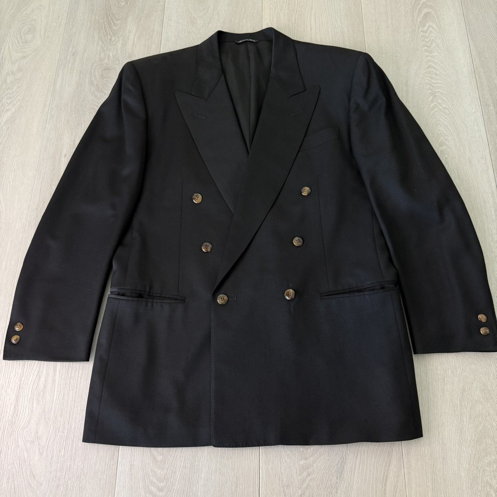 Canali Proposta Double Breasted Black Blazer Jacket EU 48 US 38 Made in Italy